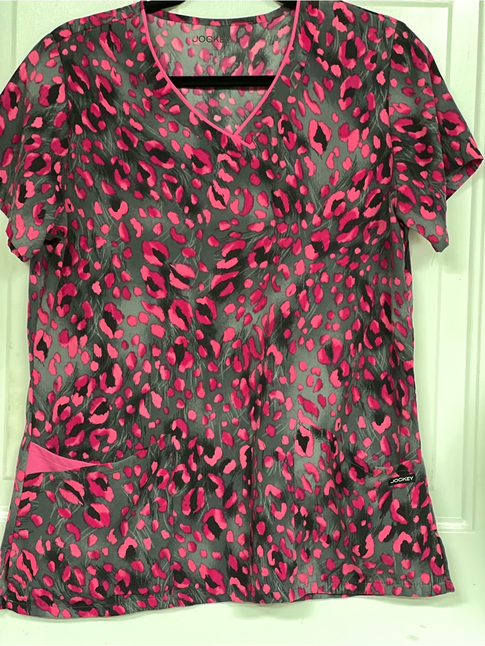Jockey Women's Hot Pink and Black Scrub Top